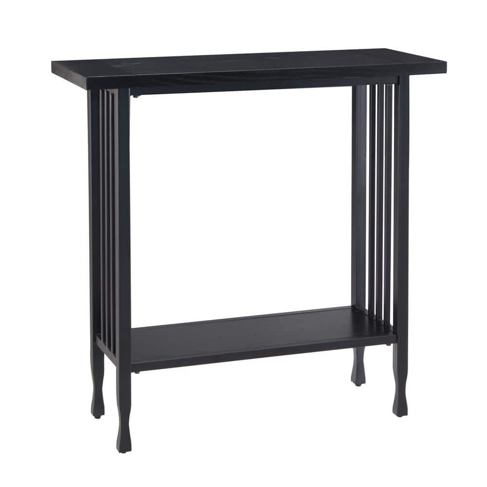 Leick Home 11232-BK Ironcraft Rustic Console Table, Black Wash