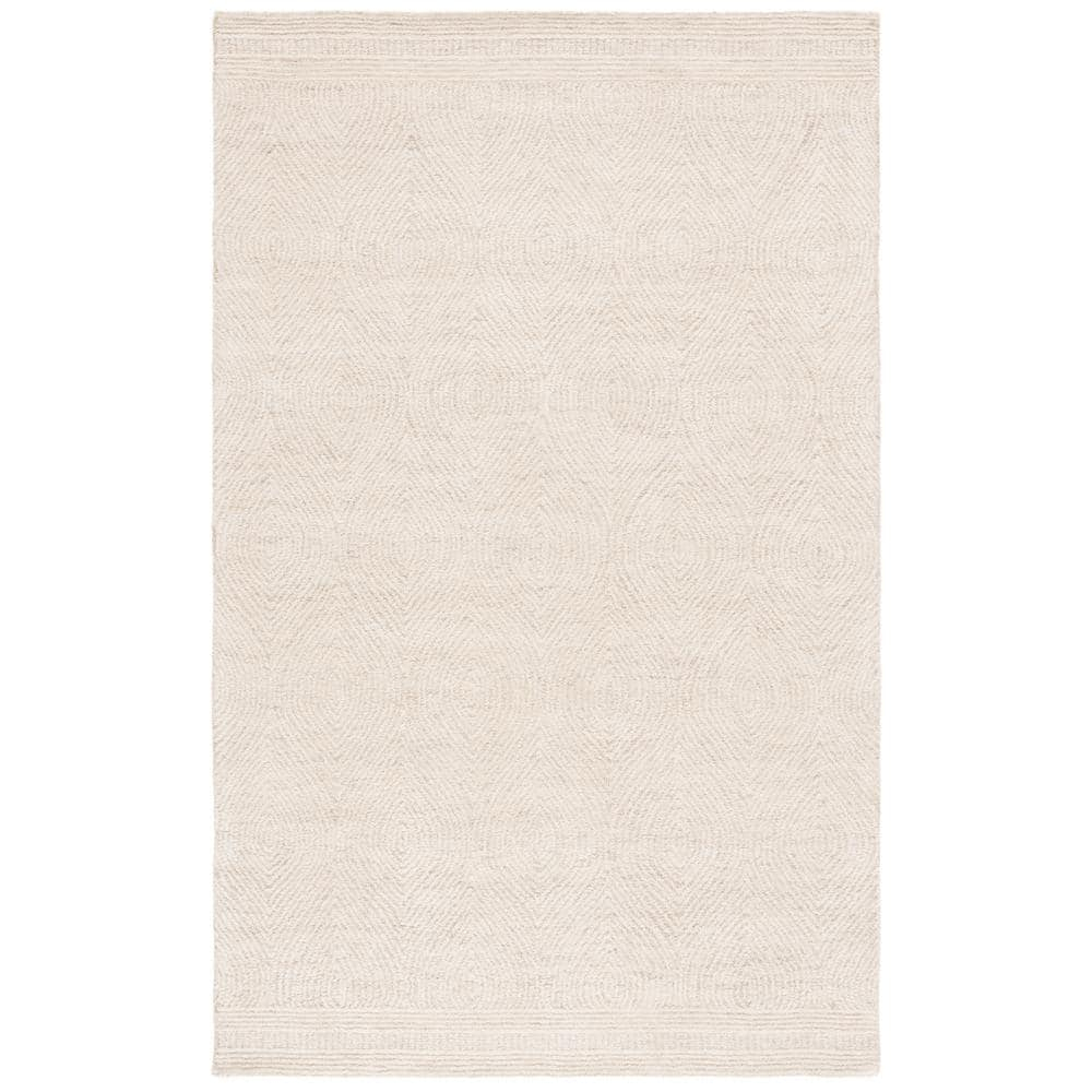 Ivory and Beige 6' x 9' Handmade Wool Abstract Area Rug