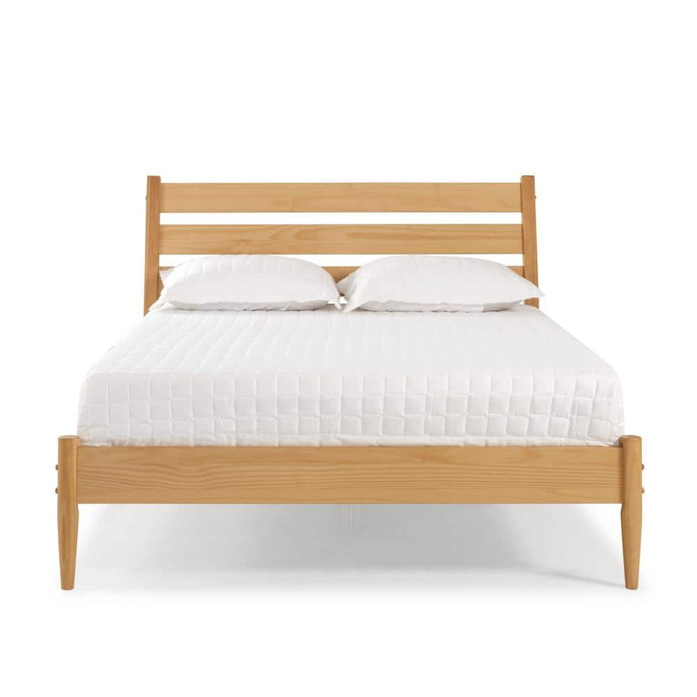 Camaflexi Mid-Century Solid Wood Queen Platform Bed in Scandinavian Oak 100% Solid Wood