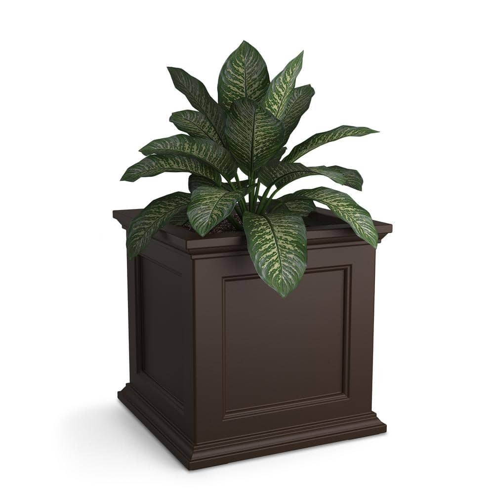 Mayne Fairfield 20" x 20" x 20" Square Espresso Self Watering Plastic Planter