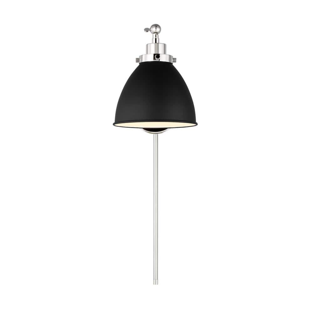 Wellfleet Midnight Black and Polished Nickel Dome Sconce