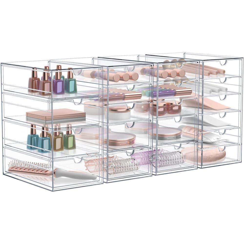 Sorbus Clear 20 Drawers Acrylic Makeup Organizer 4 Pcs Stackable Set