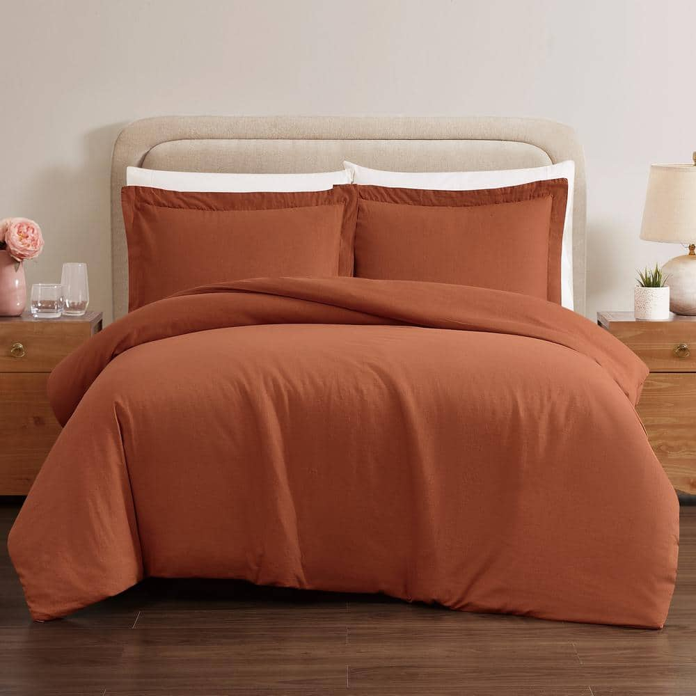 Flax Linen Rust Full/Queen Duvet Set