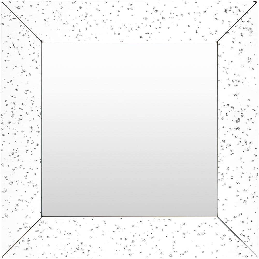 Anita 24" Square Beveled Glass and Wood Mirror