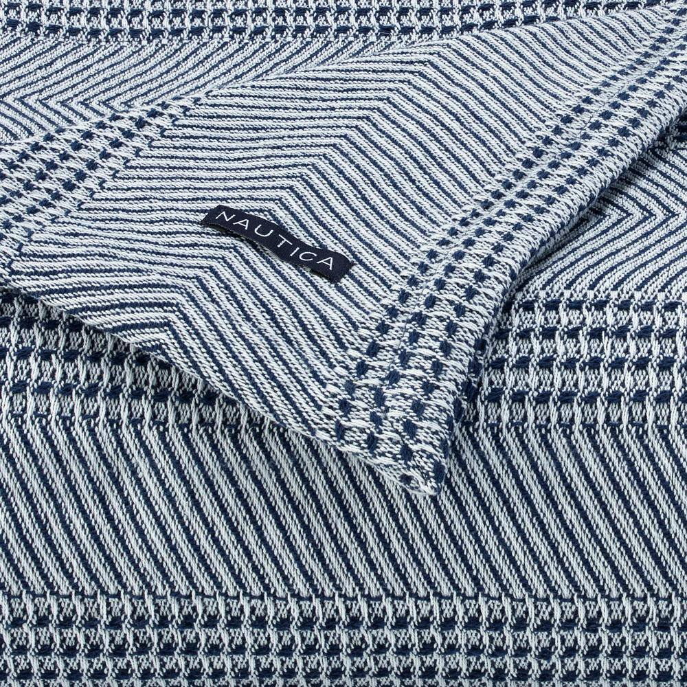 Navy and White Chevron Stripe Cotton Twin Blanket