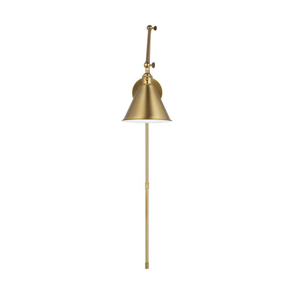 Salem 1-Light Satin Brass Wall Sconce with Satin Brass Metal Shade