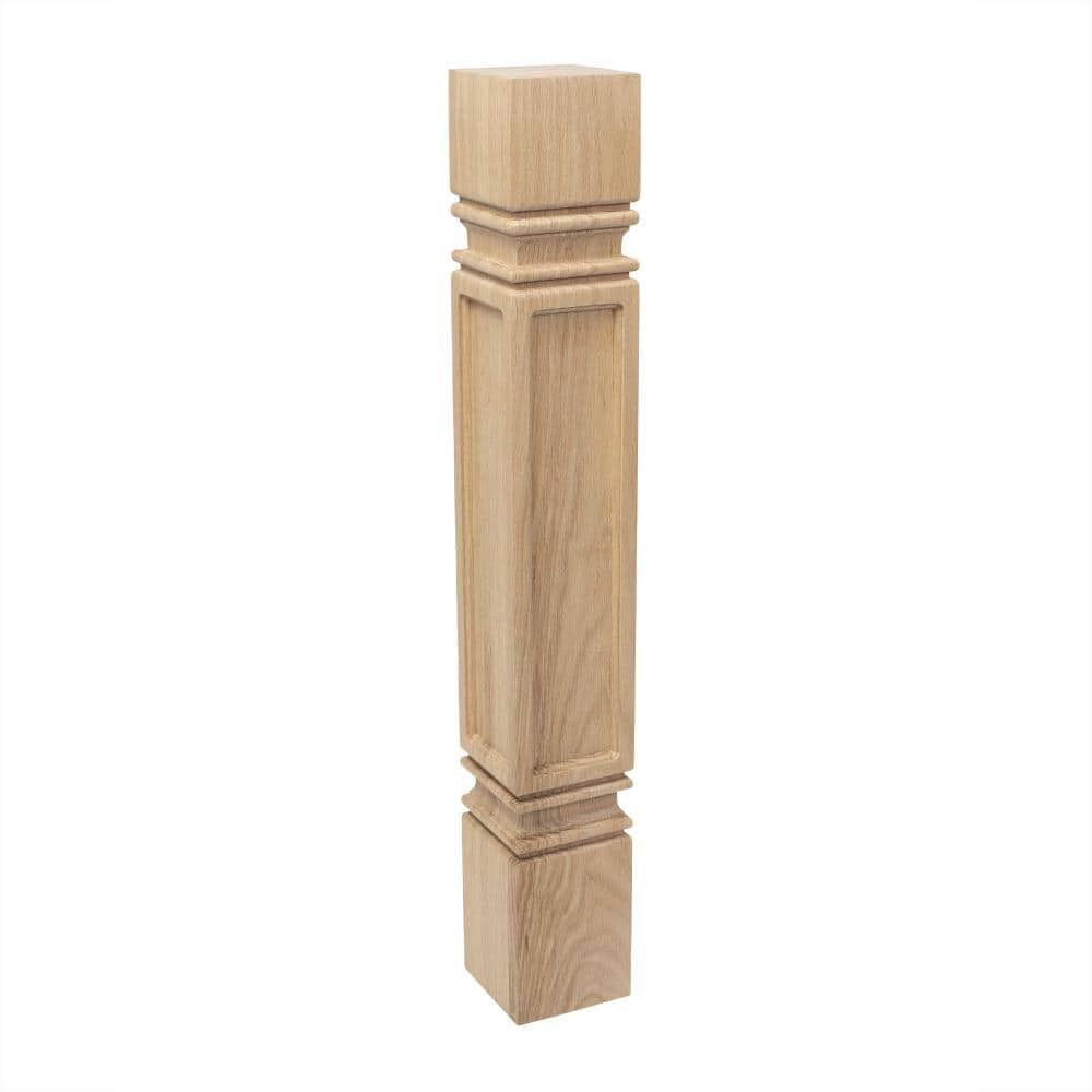 Designer's Edge Millwork 35-1/4 in. High x 5 in. Wide x 5 in. Depth Unfinished North American Solid Red Oak Mission Kitchen Island Leg