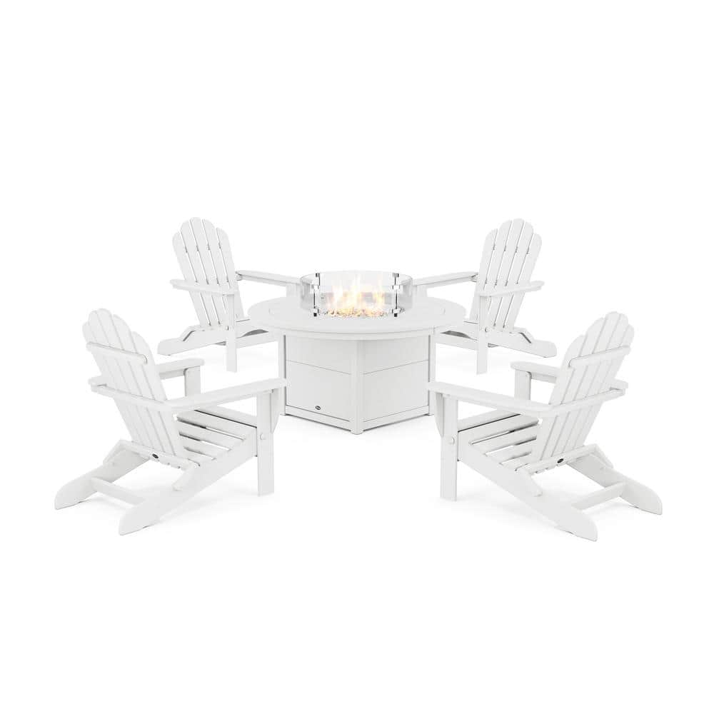 5-Piece Monterey Bay Folding Adirondack Conversation Set with Fire Pit Table
