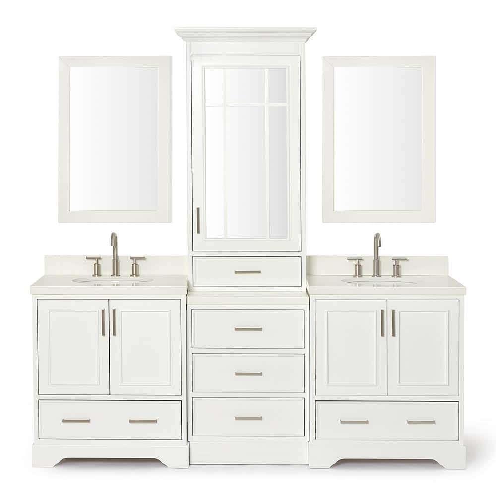 Ariel Stafford 85" Double Sink Vanity Set in White