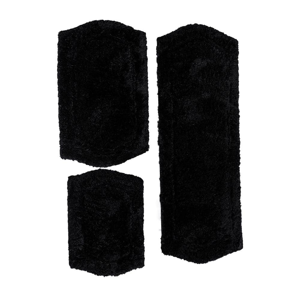 Chesapeake Paradise 3pc Memory Foam Black Bath Rug Set (22"x60" & 21"x34" & 17"x24")