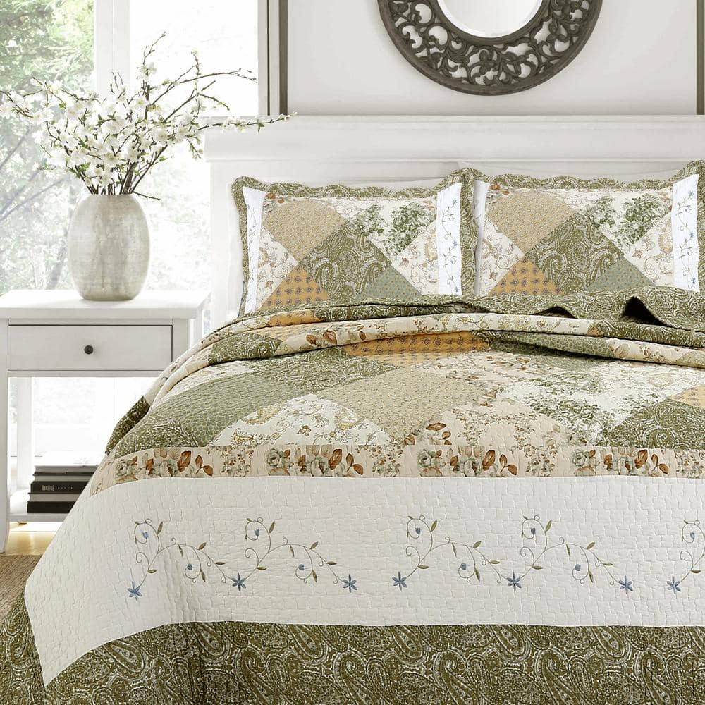 The Gray Barn  Crosskeys Patchwork 3-piece Quilt Bedding Set Twin 2 Piece Farmhouse, Cottage
