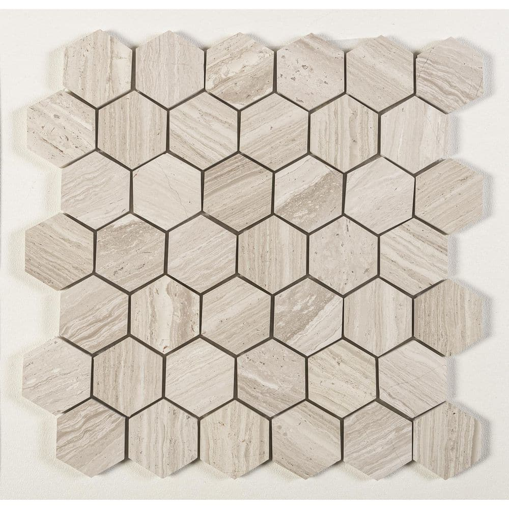 SAMPLE-Channing 2" x 2" Marble Honeycomb Mosaic Floor Use Tile