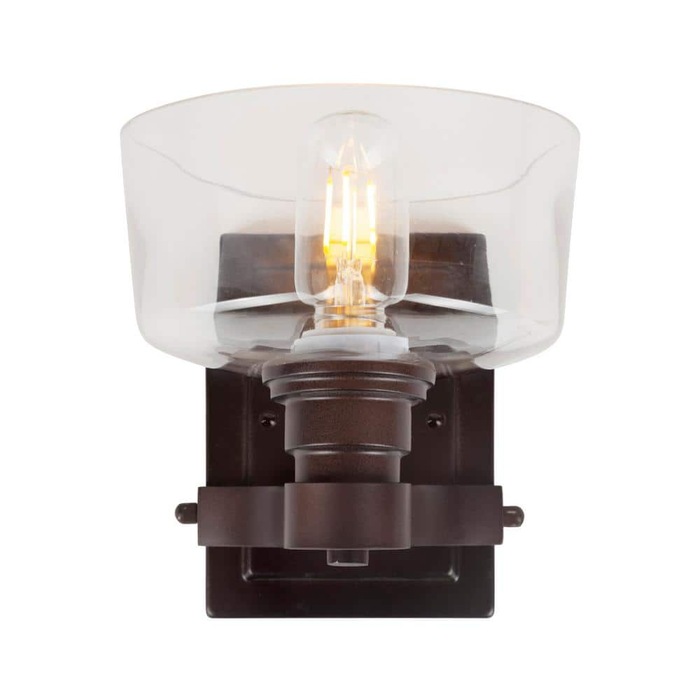 Acopa 1-Light Antique Bronze Wall Sconce with Clear Glass - Antique Bronze