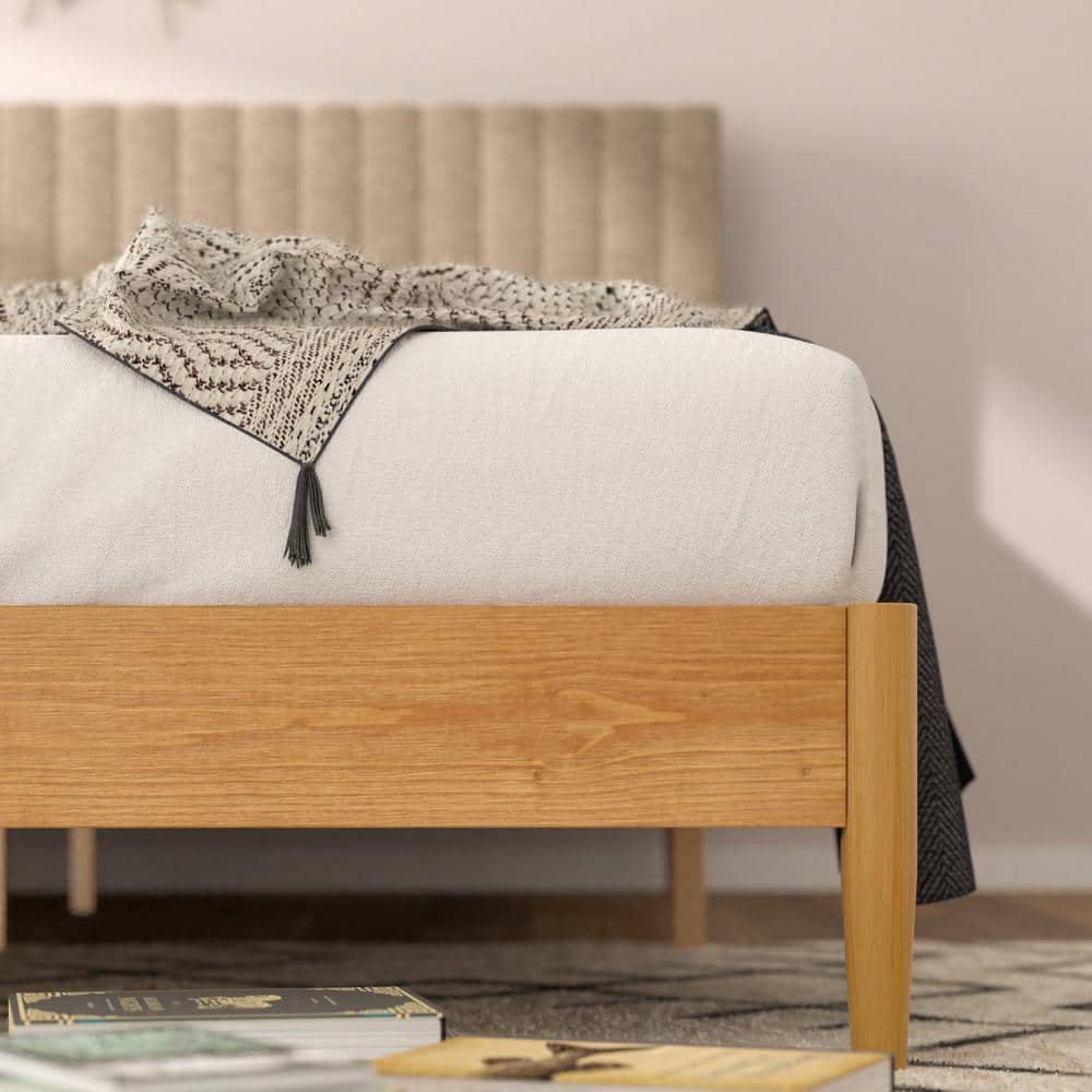 Zinus Amelia 41" Wood Platform Bed Frame with Upholstered Headboard, Queen