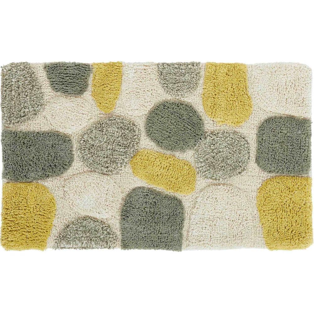 Chesapeake Plush Pebble Pattern White & Gray Polyester Bath Rug Set, 20" x 32", (2 Count)