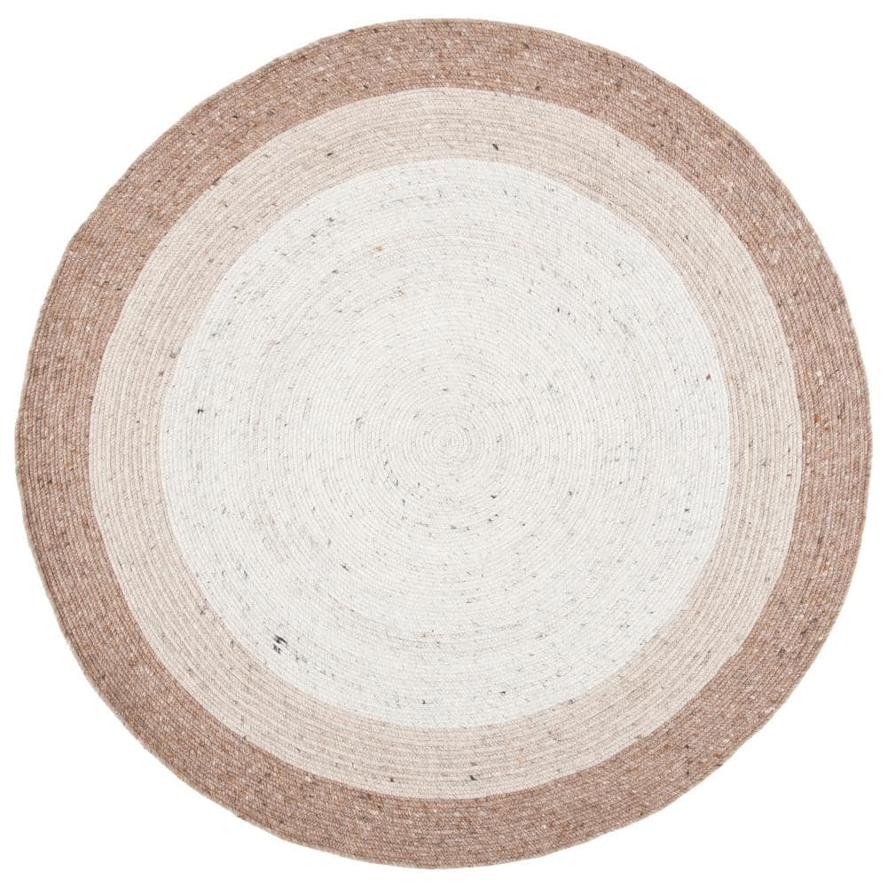 Handmade Ivory Wool Braided Round Rug - 4' Diameter