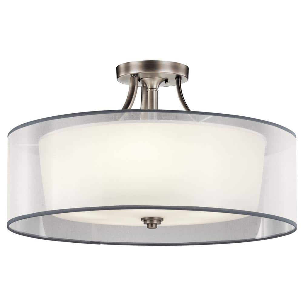 Antique Pewter Five Light Semi Flush Mount from the Lacey Collection