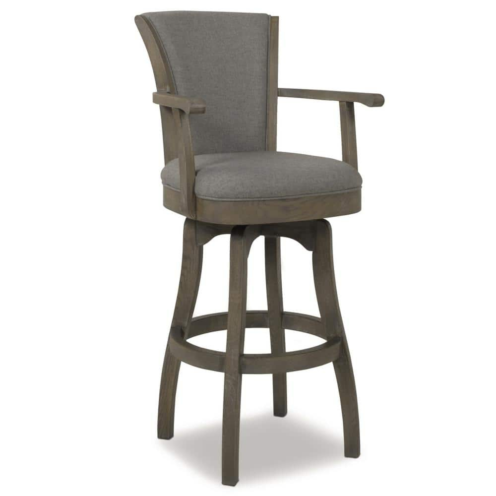Jennifer Taylor Home Williams 31" Swivel Bar Stool with Armrests Heathered Grey