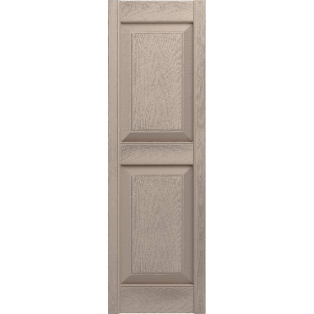 12 in. x 39 in. Raised Panel Vinyl Exterior Shutters Pair in Wicker