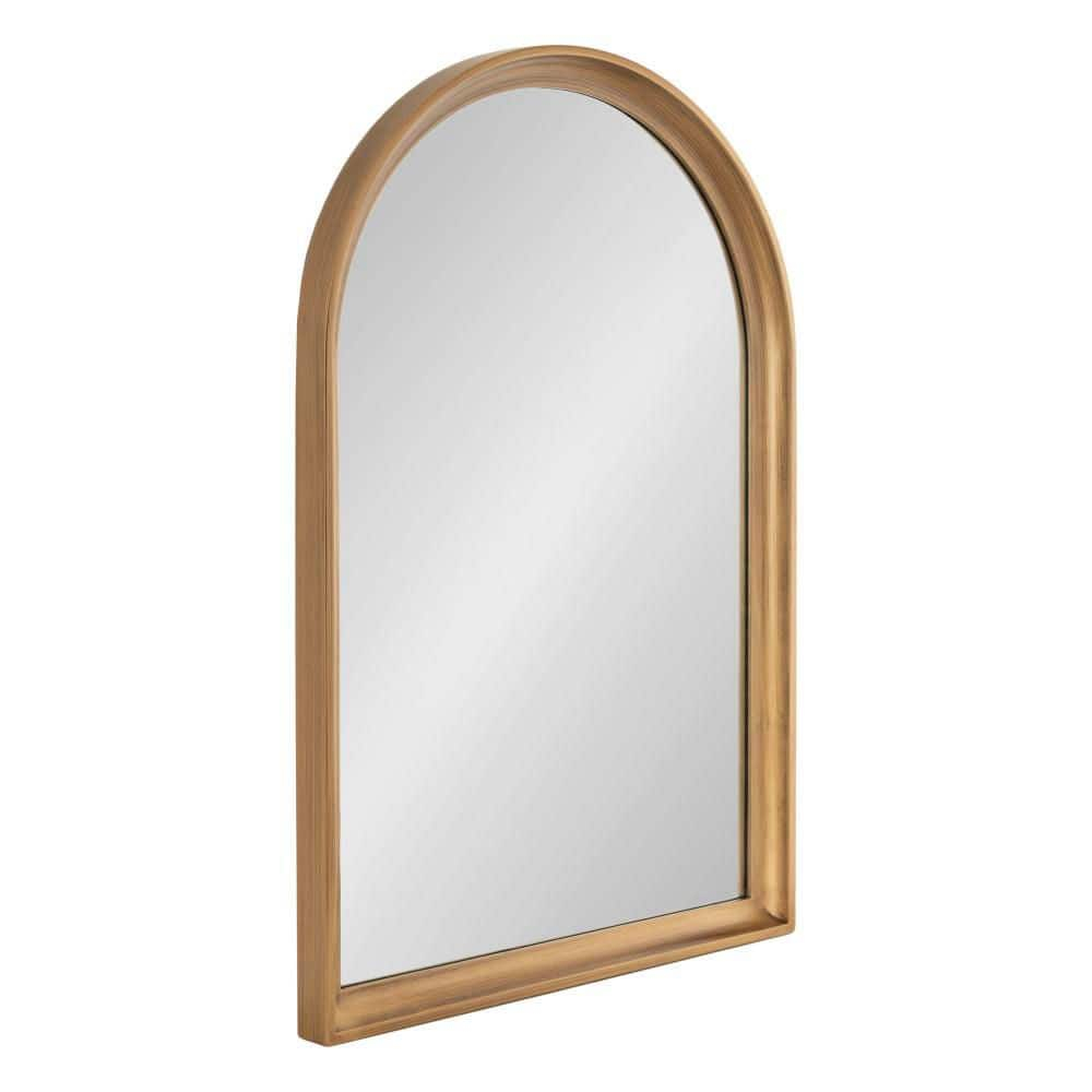 Kate and Laurel Hatherleigh Vintage Arched Wooden Wall Mirror, 24 x 36, Antique Gold, Decorative Arch Mirror for Use as Vanity Bathroom Mirror or Fireplace Mantel Mirror