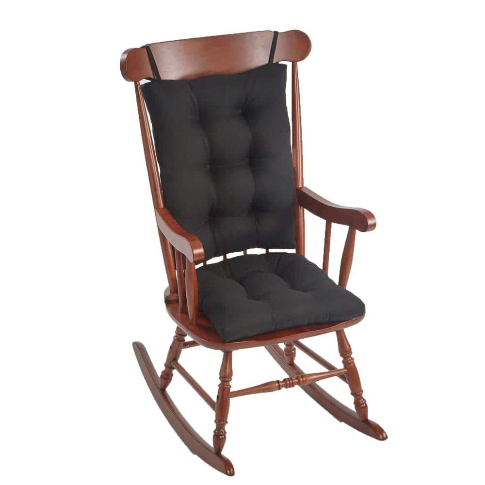 Klear Vu Gripper Non-Slip Omega 2-Piece Rocking Chair Cushion Set, Black