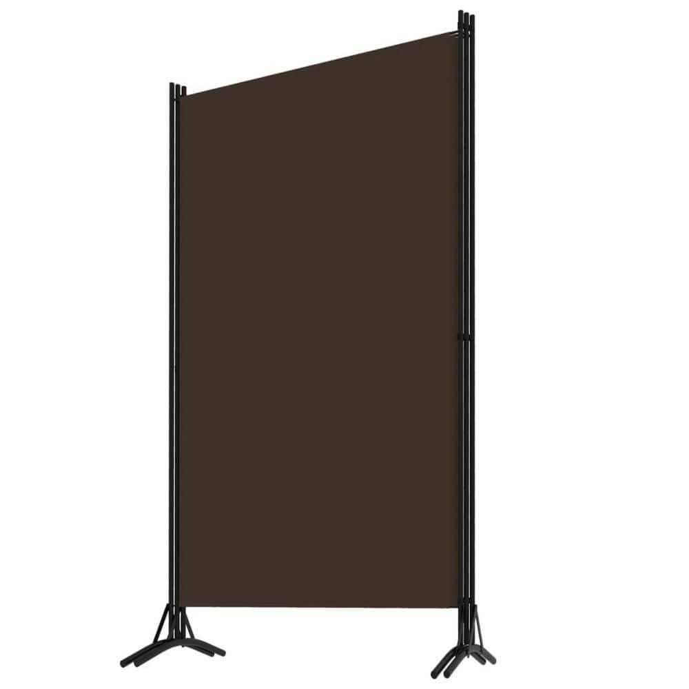 Benjara BM326420 102 in. Dina 3 Panel Room Divider Screen, Brown Fabric & Black Iron