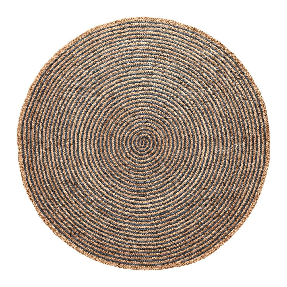 Superior Braided Jute Handwoven Indoor Outdoor Area Rug, 8' Round, Navy Blue