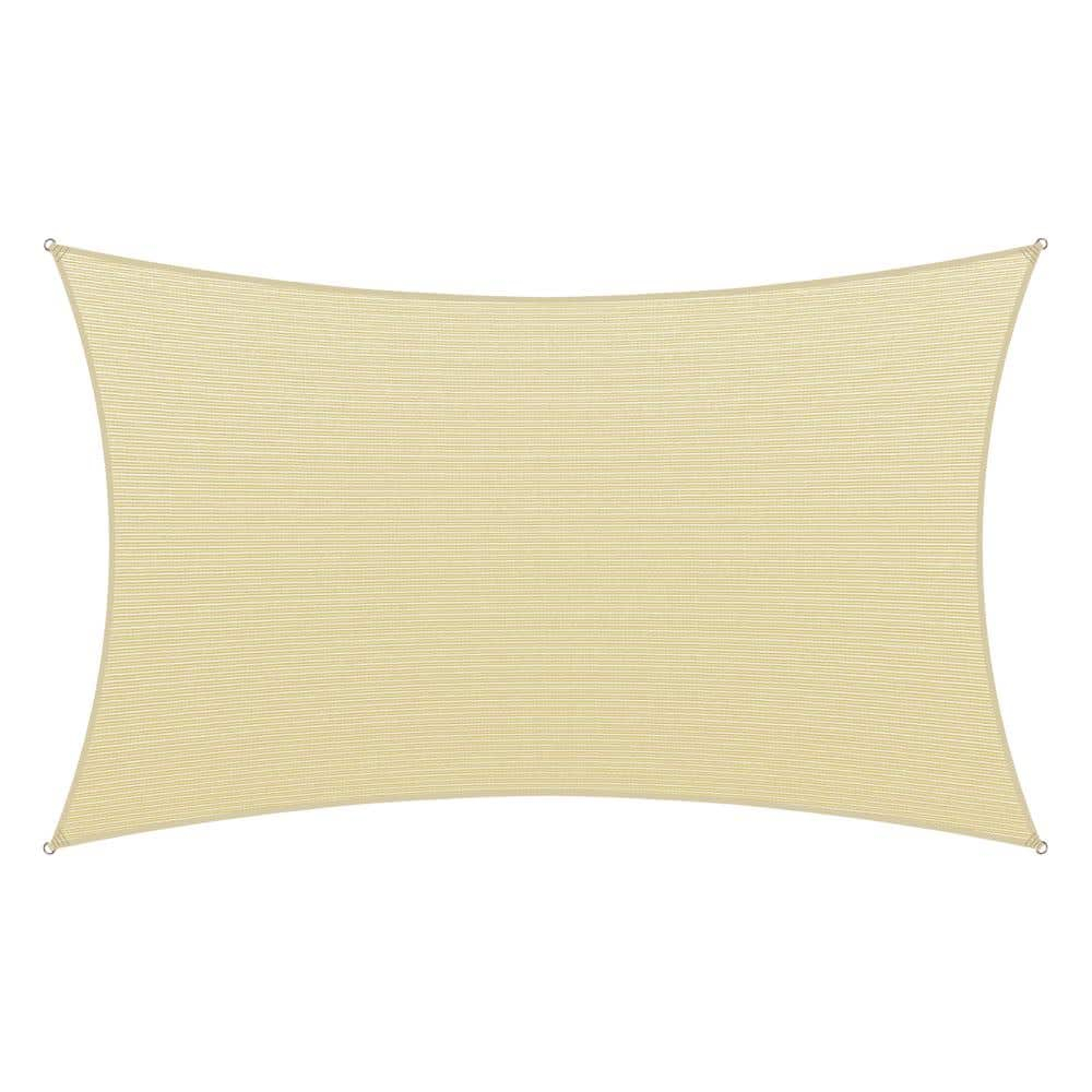 Amgo 12' x 16' Beige Rectangle Sun Shade Sail Canopy Awning UPF50+ AGTAPR0810, 95% UV Blockage, Water & Air Permeable, Commercial and Residential, 3 Years Warranty (We Make Custom Size)