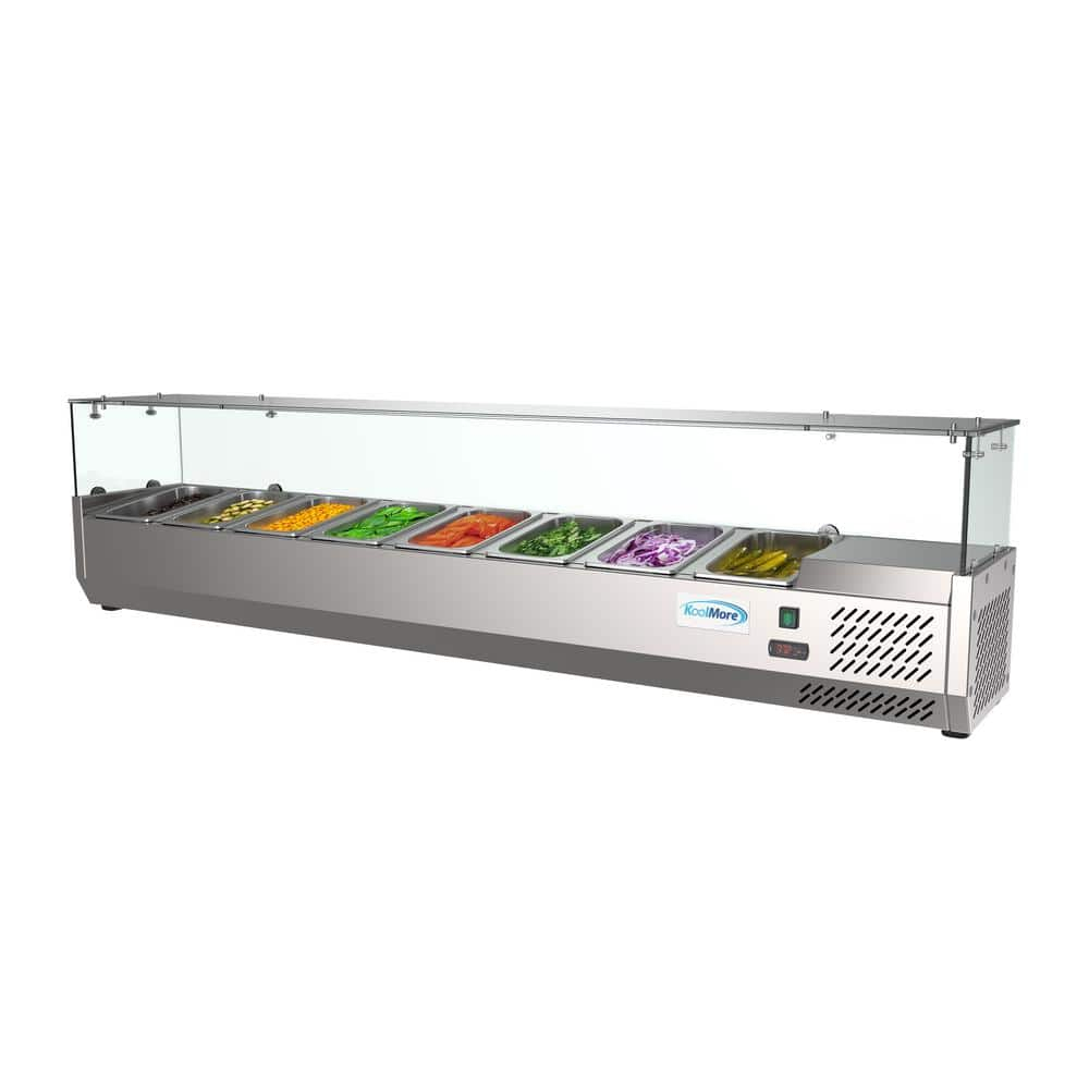 KoolMore 71 in. Eight Pan Refrigerated Countertop Condiment Prep Station