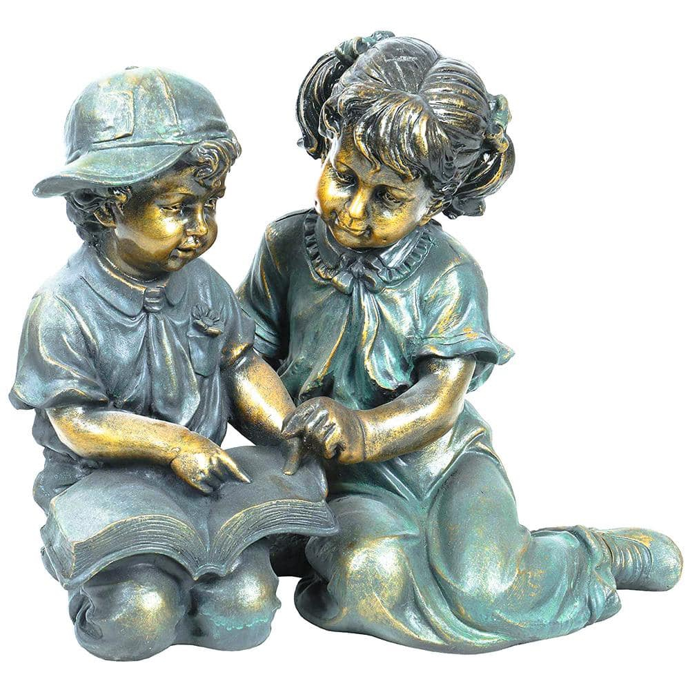 Alpine Corporation Girl and Boy Reading Statue Set, Includes 2 Statues