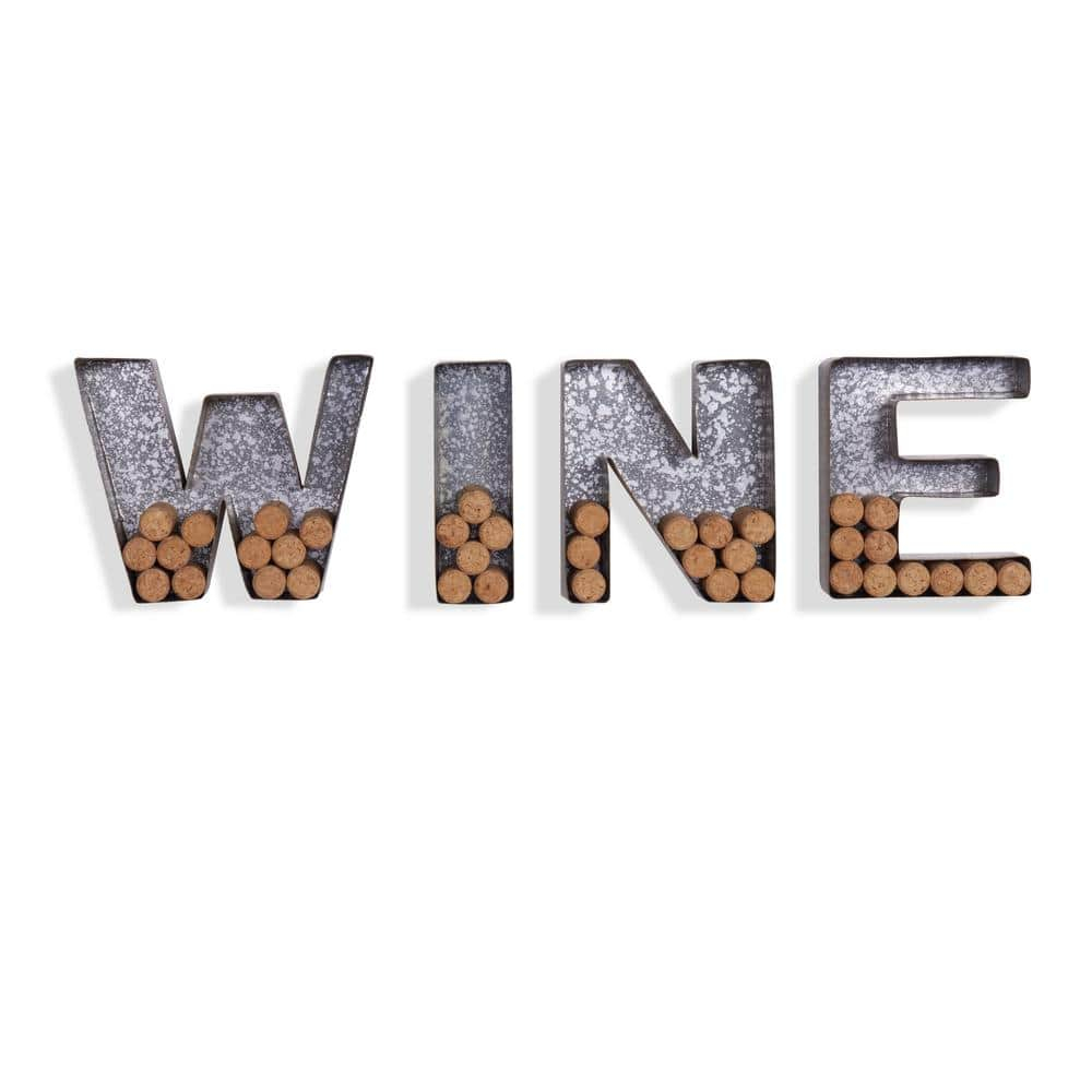 Danya B Galvanized Wall Mount Wine Letter Cork Holder