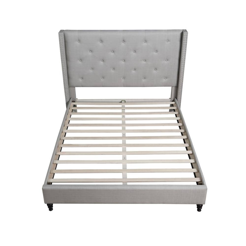 Best Master Furniture Veronica Tufted Wingback Platform Bed Grey, Queen