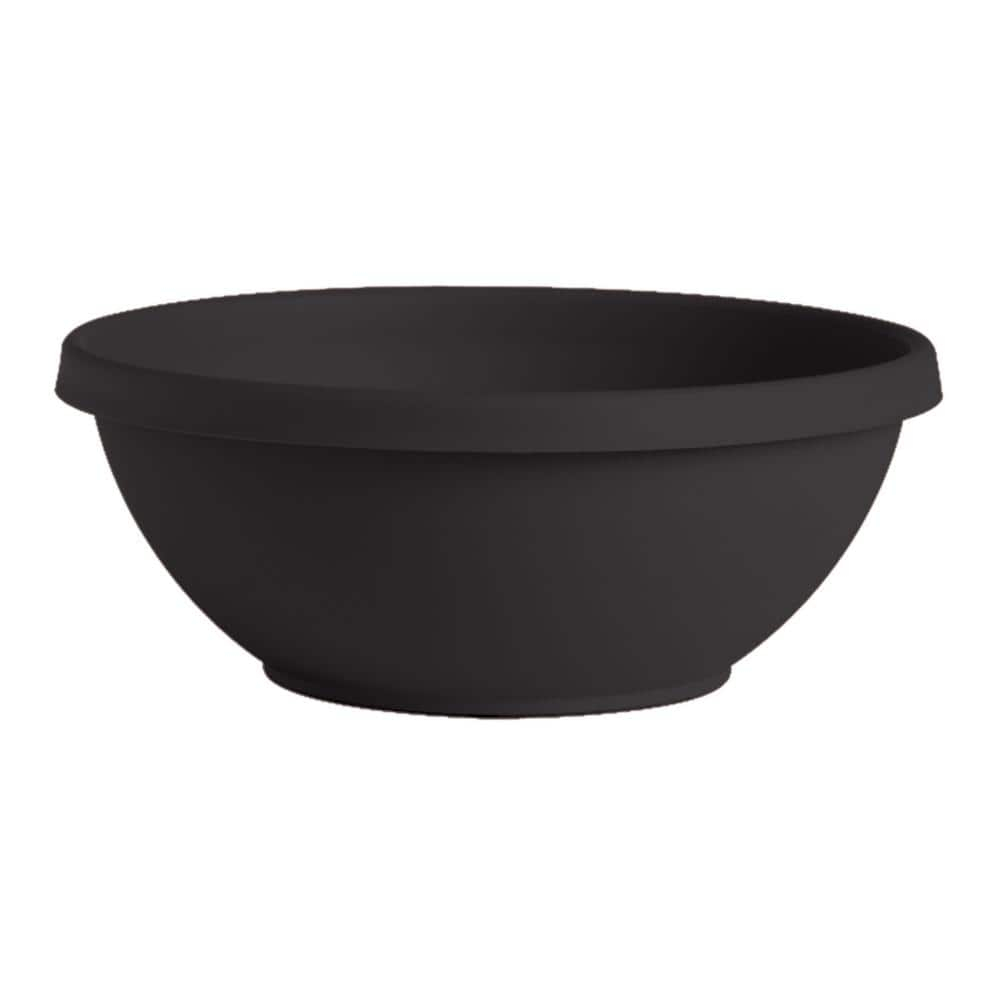 Bloem 14-in Terra Round Resin Planter Bowl - Black