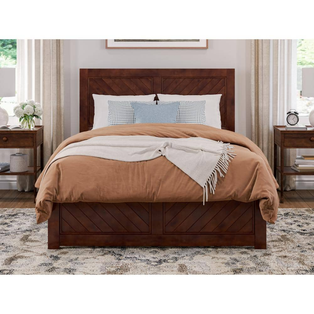 AFI Canyon Cama con Plataforma de Madera Maciza de Nogal con Pie de Cama a Juego, Completo