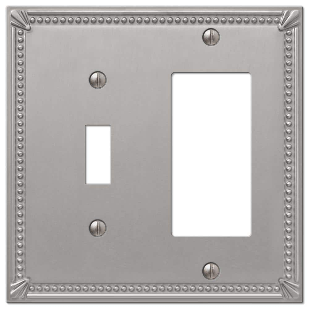 Amerelle Imperial Bead Brushed Nickel 2 gang Metal Decorator/Toggle Wall Plate 1 pk
