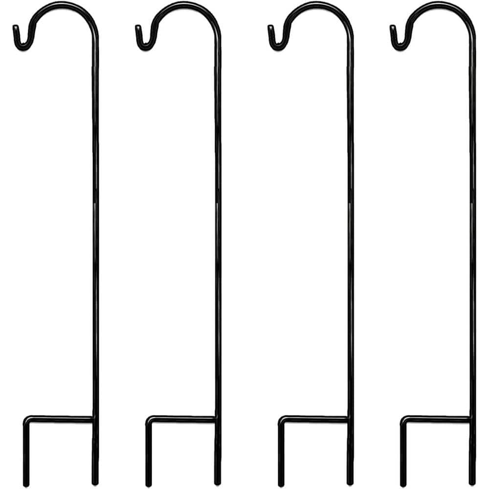 Ashman Online, Shepherd Hook 48 inch 10MM Thick, Super Strong, Rust Resistant Steel Hook, Black Color, Ideal for Use at Weddings, Hanging Plant Baskets 4Pack