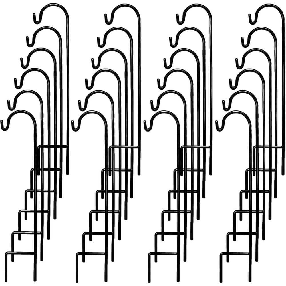 Black Metal 35-Inch Shepherd's Hooks for Garden Decor
