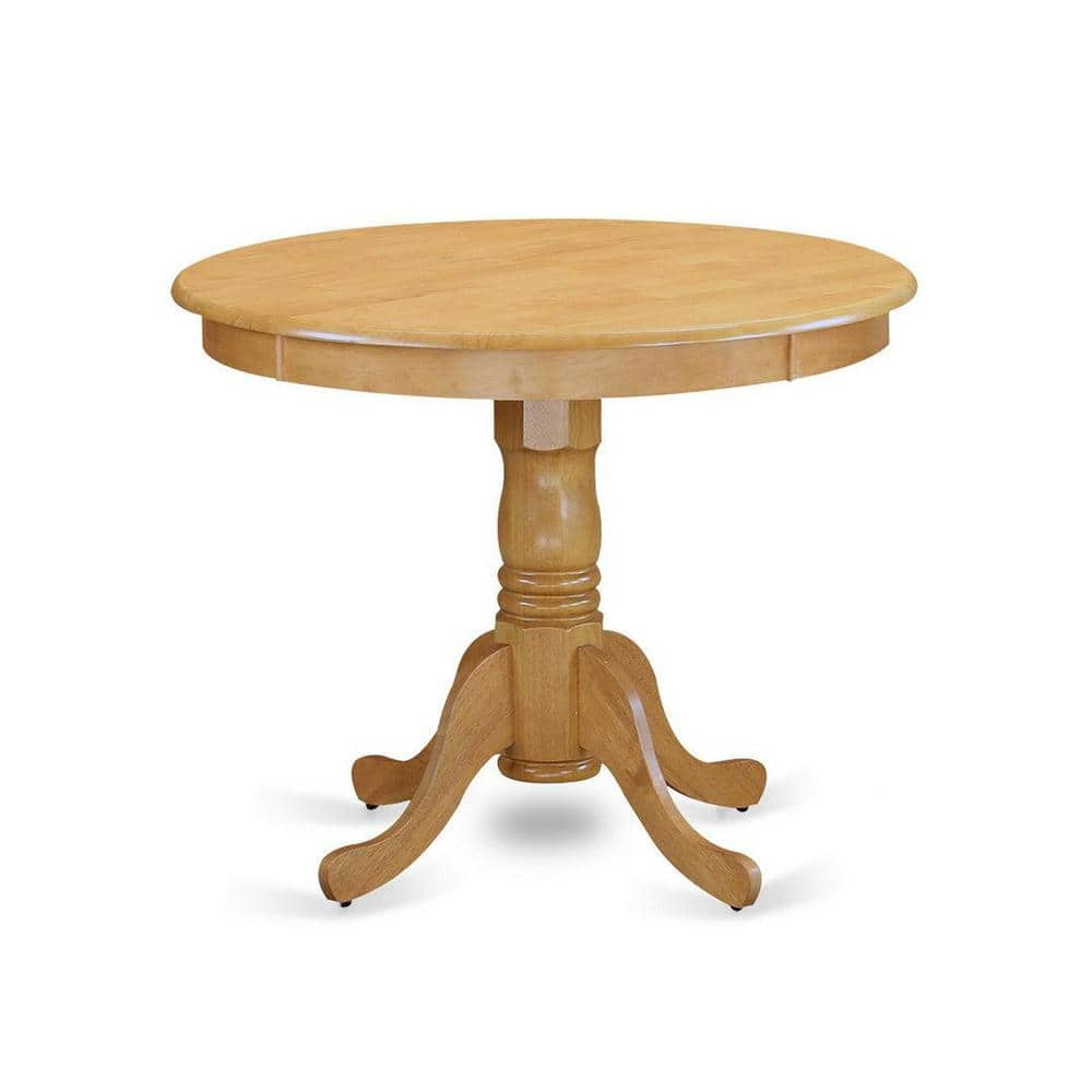 Natural Oak Finish Round Dining Table with 4 High Back Chairs