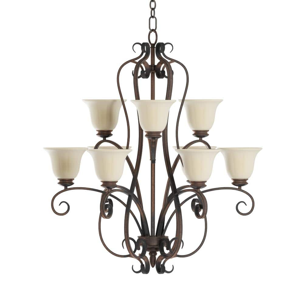 Platinum Dusk Wilshire Glass Shade 9-Light Chandelier