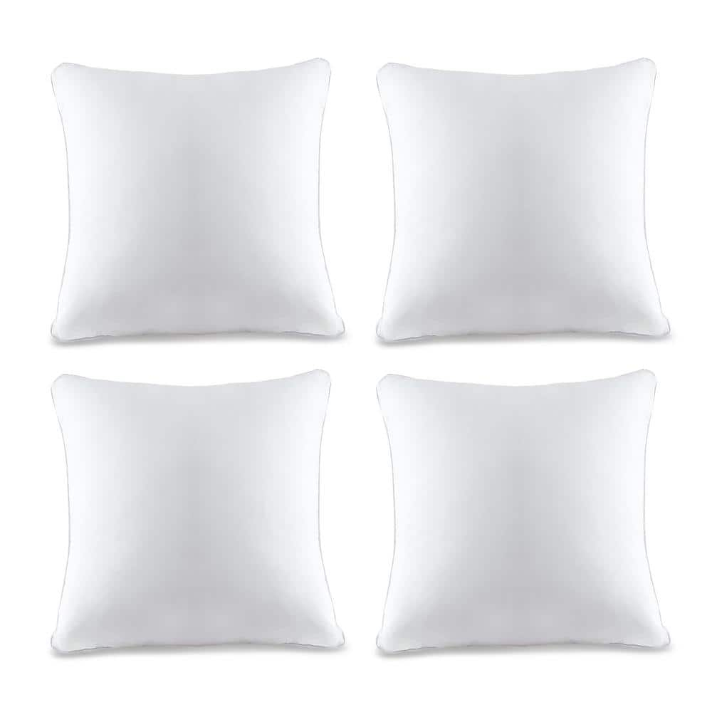 A1 Home Collections Pilow Pack of 4 Down Alternative Throw Pillow Inserts, 18x18 Inch, White 4 Count