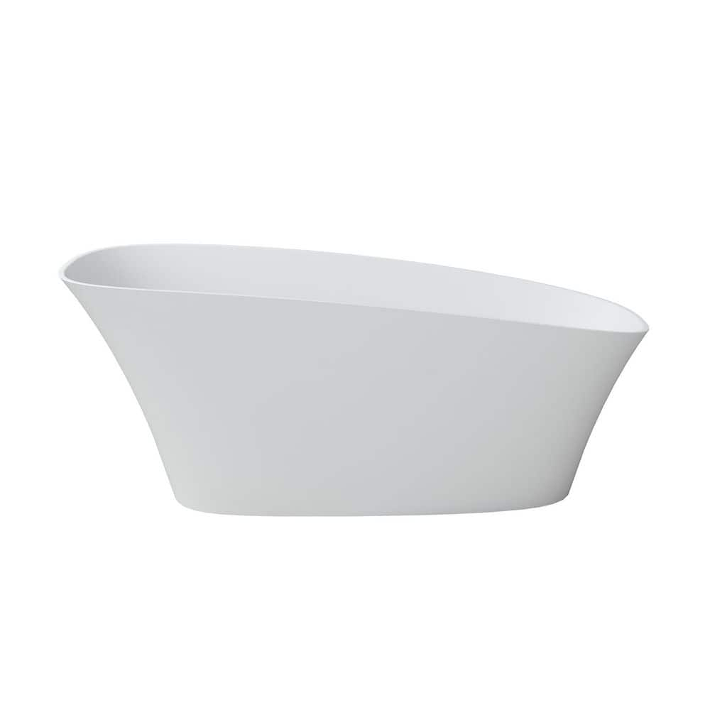 63" Matte White Solid Surface Freestanding Slipper Bathtub