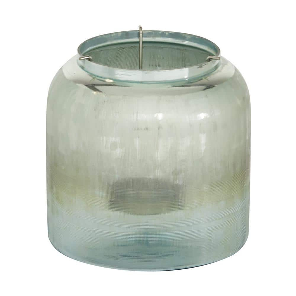 DecMode 7.5"W, 7.75"H Glass Contemporary Candle Holder, Turquoise, 1 - Piece