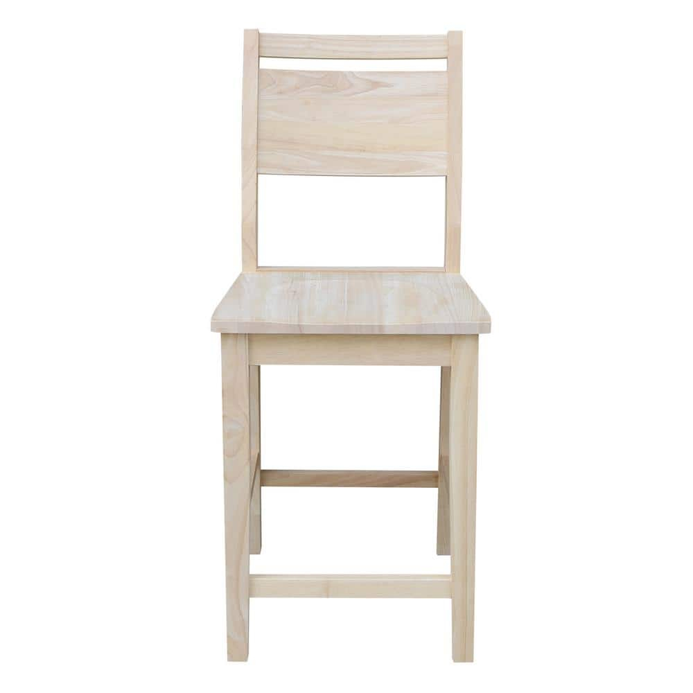 International Concepts Wood Slat Back Aspen Counter Height Panel Stool - Unfinished - 24" Seat Height