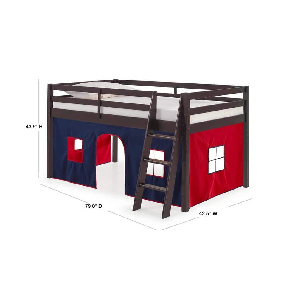 Alaterre Roxy Junior Loft - Espresso with Blue and Red Bottom Tent