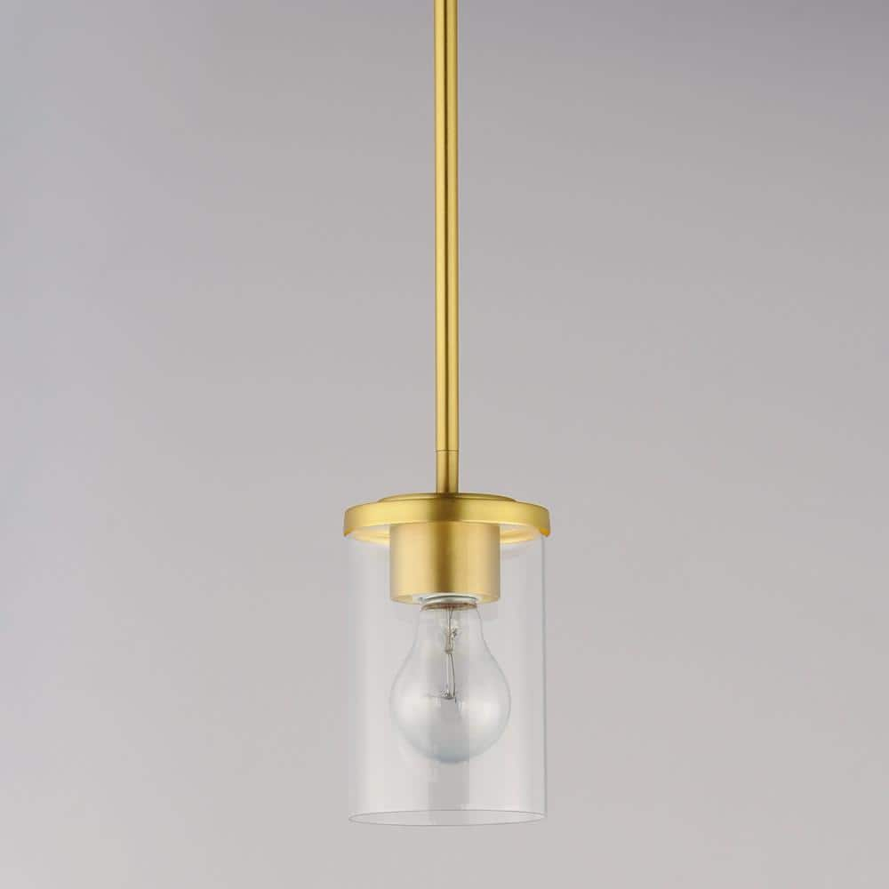 Corona 5" Mini Pendant in Satin Brass with Glass Accent