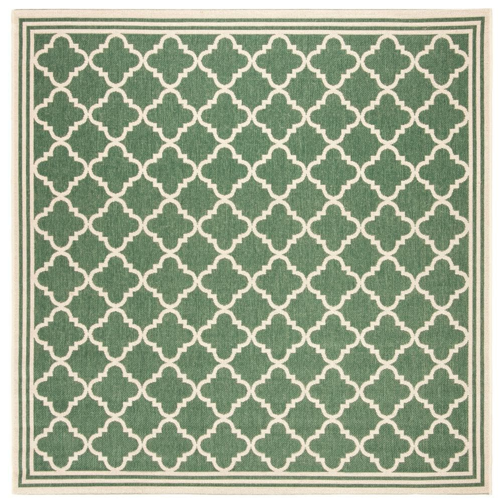 SAFAVIEH Beach House Nima Trellis Indoor/Outdoor Area Rug Green/Cream, 6'7" x 6'7" Square