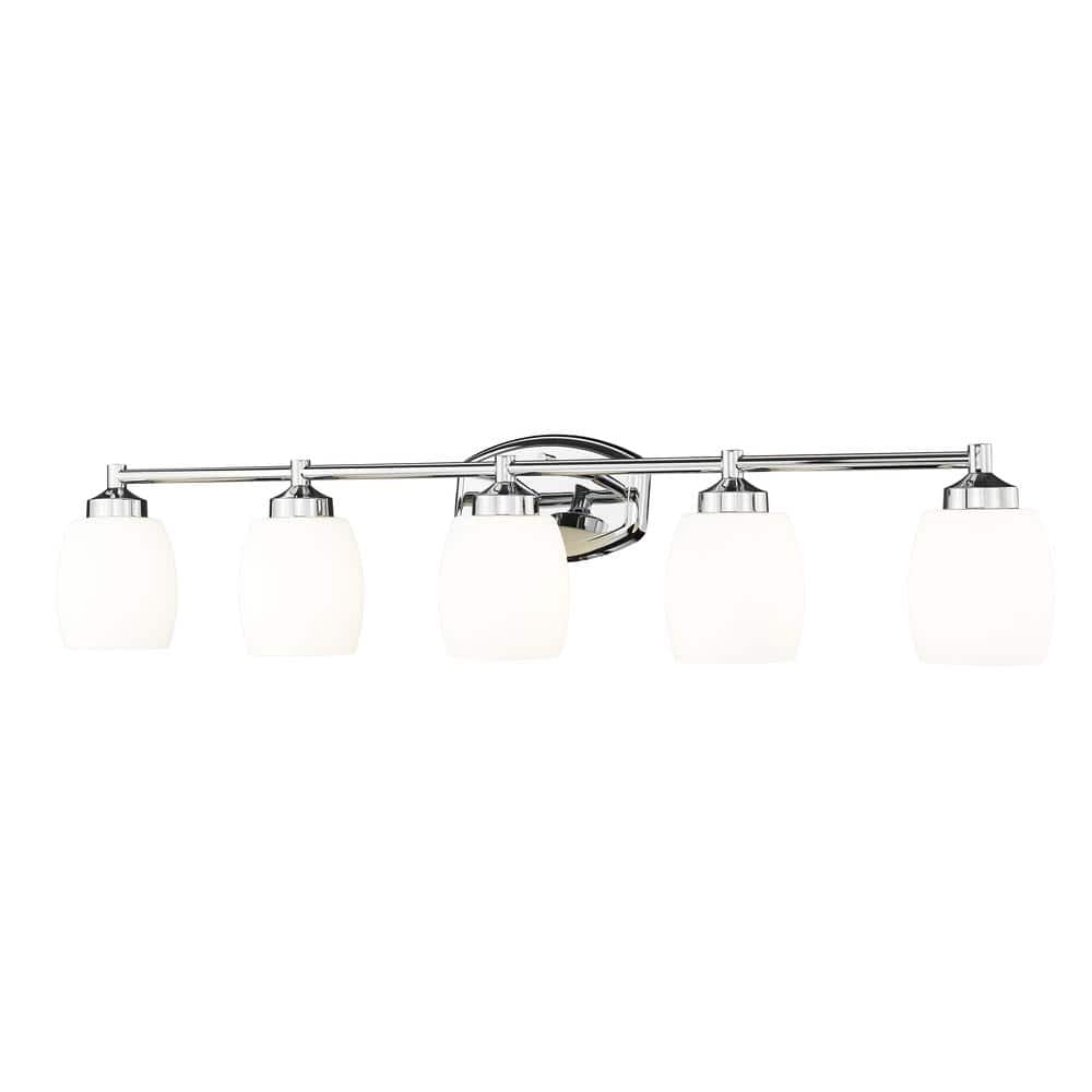 Kendrick 39.25" Chrome Vanity Light with Matte Opal Glass Shades