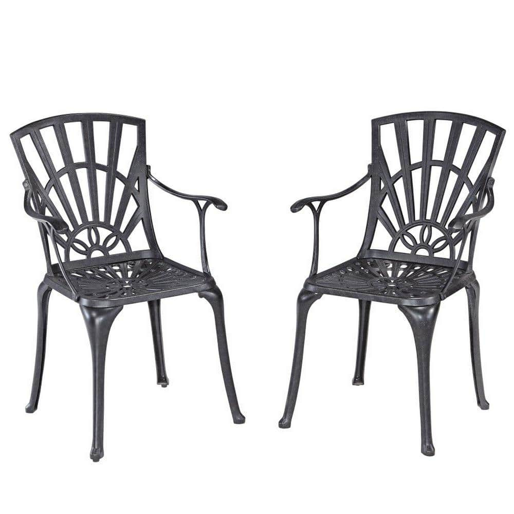 Homestyles Grenada Aluminum Outdoor Chair Pair in Charcoal