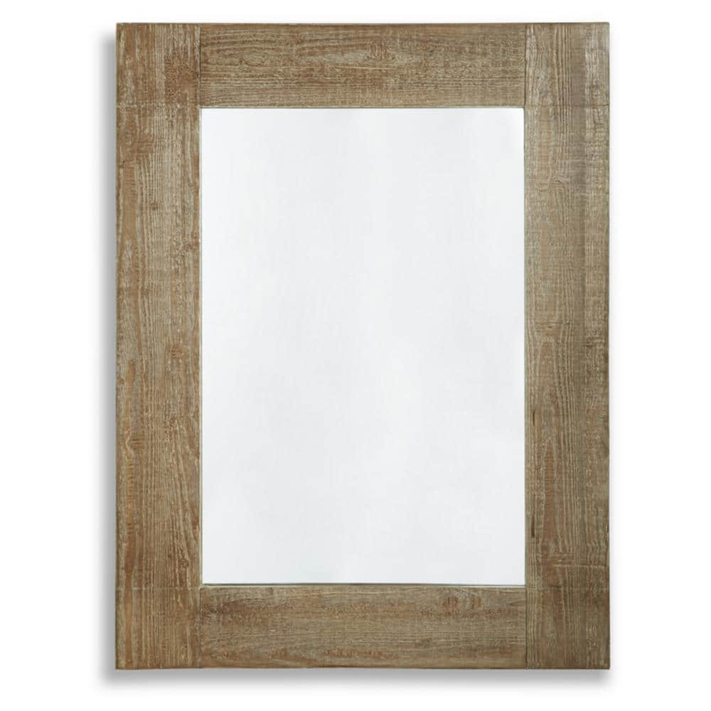 Signature Design by Ashley Casual Waltleigh Accent Mirror  Distressed Brown