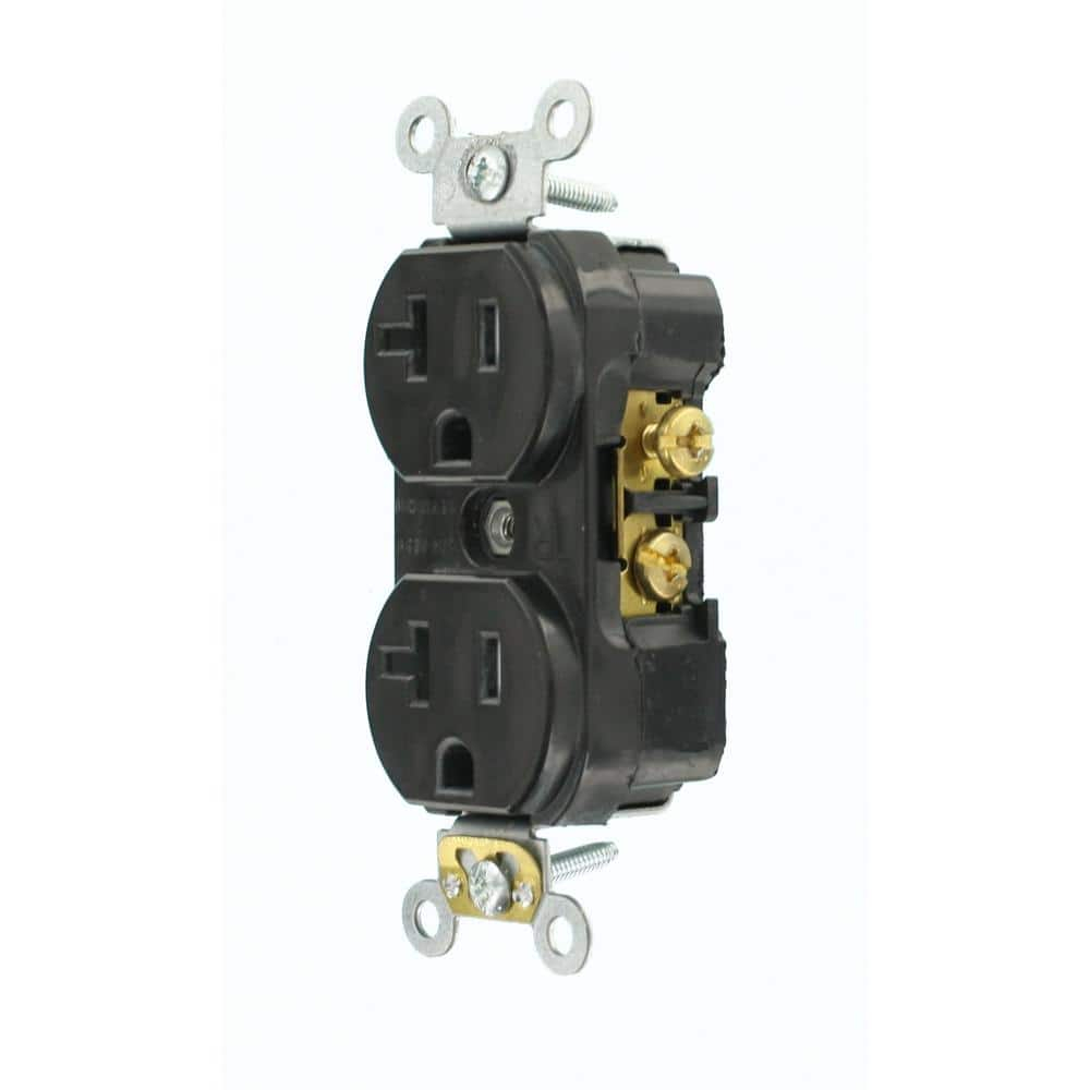 20 Amp 125 V Commercial Grade Tamper Resistant Duplex Outlet/Receptacle, Black (1-Pack) TCR20-E